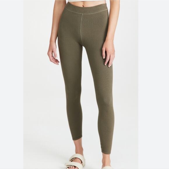 NEW Good American Chunky Ribbed High Waisted Ankle Legging Sea Turtle Green - Picture 1 of 11